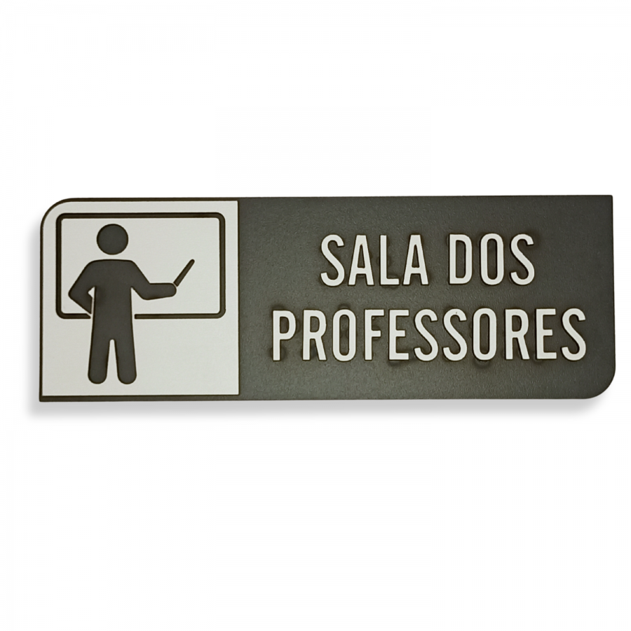Placa de Sinalização Indicativa em MDF Efeito 3D - Sala dos Professores